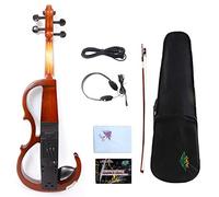 4/4 Violín eléctrico Silencioso Madera sólida Potente Soporte de sonido Auriculares AMP Estuche de violín gratis Arco Tamaño completo Rojo