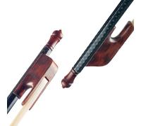 4/4 Violin Fiddle Bow Baroque Style Carbon Fiber Veneer Round Stick Ebony White Horsehair Well Balanced