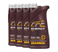 4 4x1 Liter MANNOL SAE 5W-30 ENERGÍA Aceite de motor VW 502.00/505.00/MB229.3