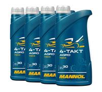4 (4x1) Litro Mannol 4-Takt Agro SAE 30 Rasenmäheröl, Aceite de Máquina