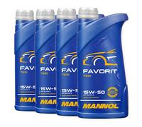 MANNOL Aceite de motor 15W-50 FAVORIT aceite parcialmente sintético ACEA A3/B3 API SL API CF-4 1L Compatible con VW Golf IV Hatchback 1J1 Golf V Hatchback 1K1 TOURAN 1T1, 1T2 Polo IV Hatchback 9N, 9A