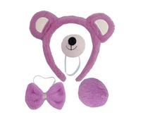 4/5/6 piezas de disfraces de oso para cosplay, orejas, diademas, cola, corbatín, nariz, tutú, guante, kit de accesorios de disfraz de animales, mapaches y adultos