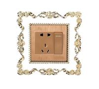 4/5/6 Uds pegatina de interruptor luz individual resina enchufe envolvente cubierta finge pegatinas forma cuadrada Para Bricolaje(Beige,6pcs)