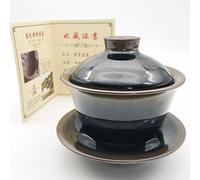 4.5 oz/130ml Jianzhan Gaiwan Porcelana Chino Kung Fu Tetera Tenmoku Gai Wan Azul Agujas Patrón