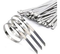 4.6 * 300mm Bridas Metalicas,Resistencia Abrazaderas Metálicas de Acero Inoxidable,Traccion 125 Kg,Multiusos Bloqueo Automatico,ParaFijacion Tuberias,Reparacion Cercas y Sujeta Cables 100 Piezas