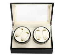 4+6/4+0 caja giratoria de reloj de madera, caja de presentación de reloj, caja de almacenamiento de relojes, caja de almacenamiento de relojes., 4+0 Exterior Negro, Interior Blanco