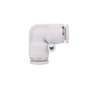 4 6 8 10 12 14 16mm OD Tubo PV Codo Ángulo Recto Dos Vías Conector Neumático Liberación Rápida Empuje Al Compresor De Aire Plástico(PV White,16mm OD Tube)