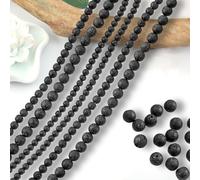4 6 8 mm 420 piezas Cuentas de Piedra Lava Volcánica Negra Redondas Sueltas Piedras Semipreciosas Naturales para Hacer Joyas Pulseras Collares