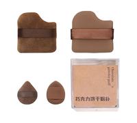 4/6 esponjas de chocolate con soporte para los dedos, almohadilla de esponja de maquillaje para corrector, sombra de ojos