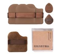 4/6 x Polvo de Galleta de Chocolate Puff con soporte para los dedos Correa para yemas de los dedos Maquillaje Esponja para Crema Corrector Sombra de ojos