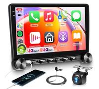 【4+64G】 Hodozzy Radio Coche 2 DIN Carplay Inalámbrico Android Auto con USB USB-C, Pantalla Incell de 10.1 Pulgadas Android 2 DIN con Bluetooth 5.0 WiFi GPS DSP RDS Cámara de Visión Trasera