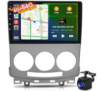 4+64G Radio Android para Mazda 5 2005-2010, Pantalla Táctil 9 Pulgadas 2.5D IPS con CarPlay Inalámbrico Android Auto GPS WiFi DSP 32EQ Bluetooth 5.0 FM RDS + Cámara de Marcha Atrás AHD & Micrófono