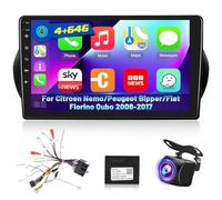 [4+64G] Radio de Coche Android para Citroen Nemo/Peugeot Bipper/Fiat Fiorino Qubo 2008-2017 con Carplay y Android Auto: Radio con Pantalla Táctil de 10.1" IPS con DSP/EQ, 5G/WiFi + Cámara de Seguridad