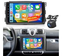 4+64G Radio de Coche Android para Mercedes Benz Smart Fortwo 2005-2010, Pantalla Táctil IPS 9 Pulgadas con Wireless CarPlay & Android Auto, GPS WiFi, DSP Sonido + Cámara de Marcha Atrás AHD