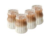 4/6PCS INS Glass Cup Heat-resistant Tumbler Drinkware Transparent Tea Juice Milk Coffee Mug Home Water Glasses Stripe Beer Mug(4PCS-A)