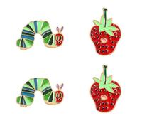 4-8 broches de fresa de oruga hambrienta para mujer, lindos broches de oruga, elefante, libro, profesor, broche, educadores, mochila, ropa, sombrero, accesorios, Medio, Metal, Sin piedra preciosa