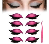 4/8 pares Parche De PestañAs Lazy Eye Shadow,Pegatinas Reutilizables 2 En 1 Con PestañAs Postizas Y Sombras,Pegatinas Autoadhesivas Impermeables Para Sombra (4*Rosa, Talla)