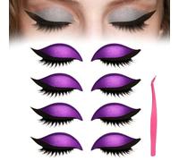 4/8 pares Parche De PestañAs Lazy Eye Shadow,Pegatinas Reutilizables 2 En 1 Con PestañAs Postizas Y Sombras,Pegatinas Autoadhesivas Impermeables Para Sombra (4*Morado, Talla)