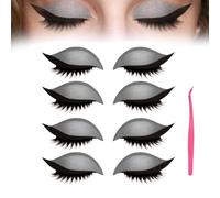 4/8 pares Parche De PestañAs Lazy Eye Shadow,Pegatinas Reutilizables 2 En 1 Con PestañAs Postizas Y Sombras,Pegatinas Autoadhesivas Impermeables Para Sombra (4*Plateado, Talla)