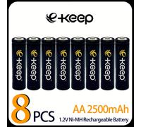 4, 8 piezas, batería recargable e-keep Ni-.2V AA R6 2500mAh. Duradera y de larga duración. Para control remoto, despertador, timbre, mando de juegos, linterna