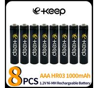 4, 8 piezas, e-keep Batería Recargable Ni-.2V AAA R3 1000mAh. Duradera y de Larga Duración. Para Control Remoto, Reloj Despertador, Timbre, Mando de Juegos, Linterna