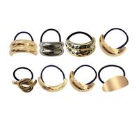4/8 Piezas Lazos Elásticos Geométricos De Metal Para El Cabello - Brazalete De Metal Para El Cabello Con Cola De Caballo | Cuerda Para Envolver El Pelo | Soporte De Cola De Caballo De Pelo De Metal