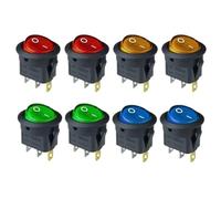 4/8 Uds KCD1 12V/220V 3Pin ON/OFF KCD1 interruptor basculante 16A 12V luz Led de 4 colores(Green,12V)
