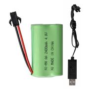 4,8 V 2400 mAh NiMH batería recargable SM-2P enchufe con cable de carga USB, adecuado para coches teledirigidos, buggies, barcos, helicópteros, aviones, armas de airsoft