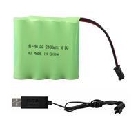 4,8 V NiMH Batería, Batería Recargable de 2400 mAh, Enchufe SM-2P con Cable de Carga USB, Compatible con Coches de Juguete a Control Remoto, Buggy, Barcos, Helicópteros, Aviones y Pistolas Airsoft