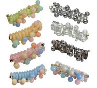 4/8Pcs No Damage Soft Elastic Spiral Hair Ties, Pearl Twisted Hair Wire Pony Hairwire, Spiral Telephone Cord Scrunchies for Ponytails for Women & Girls (8Pcs Mix)
