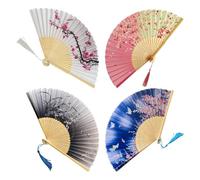 4 Abanicos Plegables, Abanicos Plegables Clásicos, Abanicos Plegables, Abanicos Plegables Con Estampado Antiguo, Abanicos Plegables Con Borlas, Adecuados Para Danza Y Decoración De Espectáculos