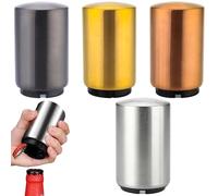 4 abridores de botellas premium Push & Pull, juego de abrebotellas de cerveza de acero inoxidable en aspecto de acero inoxidable automático para hombres, idea de regalo para San Valentín, cumpleaños
