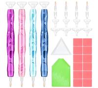 4 accesorios de pintura de diamantes de resina con 12 piezas de arcilla, 2 bandejas y 16 puntas de repuesto, herramientas para pintura de diamantes, manualidades para decoración de uñas