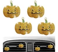 4 accesorios festivos para coche, difusor de piedra aromática, sombrero, calabaza, gato, creativo, clip de ventilación de aire, aromaterapia, decoración interior de coche, bonito regalo (calabaza)