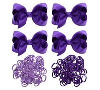 4 Accesorios Para El Cabello Púrpura, 50 Piezas Gomas Para El Cabello Para Mujer, Pinzas Para El Cabello Con Lazo Para Mujer, Adecuados Para Vestirse Diariamente Y Uniformes Escolares A Juego