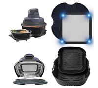 4 accesorios para Ninja CRISPi Freidora de aire FN101EUSG, 2 moldes de silicona + rejilla antiproyección de acero inoxidable + salvamanteles de silicona para Ninja Air Fryer FN101EU (blanco roto)