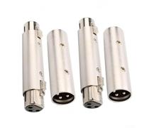 4 adaptadores XLR a XLR de 3 pines macho a hembra macho a hembra - Blindaje de aleación de zinc - Reduce la interferencia - Plata - para micrófonos, mezcladores, amplificadores