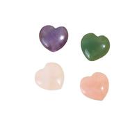 4 adornos de fluorita verde natural en forma de corazón de 30 mm para yoga, talla única, Piedra, Ágata