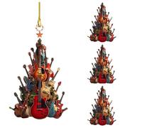 4 Adornos De Guitarra para El Árbol De Navidad, ' Around The Guitar Christmas Tree Ornament, Fácil De Colgar, para Fiestas, Estudios De Música, Salas De Banda, Escuelas