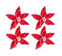 4 adornos navideños de franela roja y blanca de 25 cm para árbol festivo