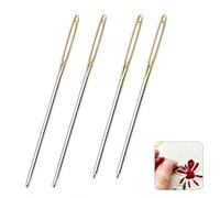 4 Agujas de Coser de Ojo Grande, Agujas de Lana de Acero de 6 cm y 7 cm, Agujas de Zurcir Punta Roma para Punto, Ganchillo, Tapicería y Reparación de Calcetines