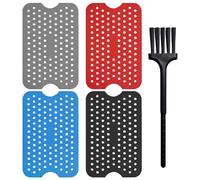 4 alfombrillas de silicona para freidoras con 1 cepillo, accesorios para freidoras de aire caliente, alfombrilla para freidora de aire de torre, aptas para freidora de aire caliente, horno (negro,