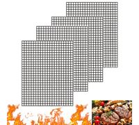 4 alfombrillas para barbacoa, 40 × 30 cm, antiadherentes, reutilizables, para barbacoa de gas, carbón vegetal, parrilla eléctrica, freidora de aire, horno
