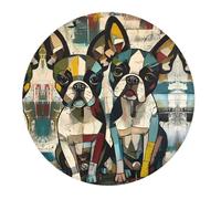 4 alfombrillas pequeñas para mouse para videojuegos, colorido bulldog duo, base redonda de goma, alfombrilla de escritorio con bordes cosidos, alfombrilla de mouse para laptop, teclado de PC