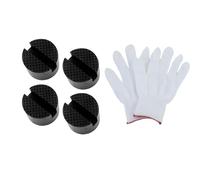 4 almohadillas de goma para gato hidráulico, bloque de apoyo de goma universal con 1 par de guantes de nailon, almohadilla de goma para proteger el gato (negro)