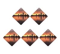 4 ambientadores colgantes para automóvil, tarjetas perfumadas para coches, Boston, Charles, River, City Skyline y Atardecer Ambientadores para automóvil, decoración interior, tarjetas perfumadas para