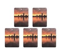 4 ambientadores colgantes para automóvil, tarjetas perfumadas para coches, Boston, Charles, River, City Skyline y Atardecer Ambientadores para automóvil, decoración interior, tarjetas perfumadas para