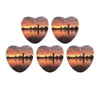 4 ambientadores colgantes para automóvil, tarjetas perfumadas para coches, Boston, Charles, River, City Skyline y Atardecer Ambientadores para automóvil, decoración interior, tarjetas perfumadas para