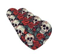 4 ambientadores colgantes para coche, con fragancia, tarjetas perfumadas en forma de corazón, tabletas de aromaterapia para coche, calaveras de azúcar y rosas rojas, ambientador de coche para espejo