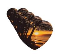 4 ambientadores colgantes para coche, con fragancia, tarjetas perfumadas, en forma de corazón, tabletas de aromaterapia para coche, orilla del mar, árboles, puesta de sol, ambientador de coche para